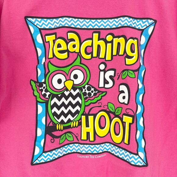 Teaching is a Hoot Pink Tee - Picture 2 of 6